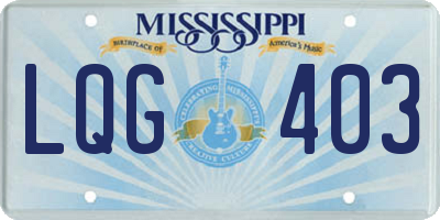 MS license plate LQG403