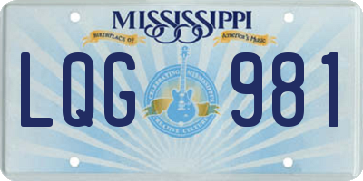 MS license plate LQG981