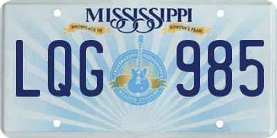 MS license plate LQG985