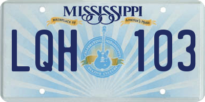 MS license plate LQH103