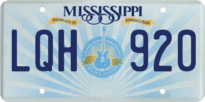MS license plate LQH920