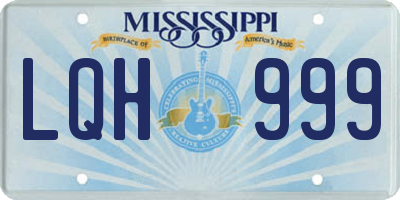MS license plate LQH999