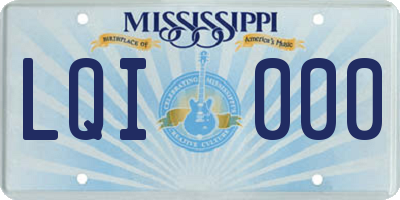 MS license plate LQI000