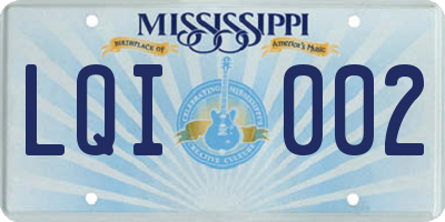 MS license plate LQI002