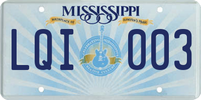 MS license plate LQI003
