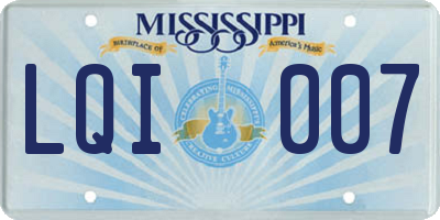 MS license plate LQI007