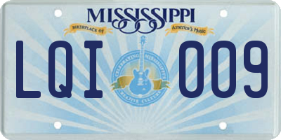 MS license plate LQI009