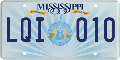 MS license plate LQI010