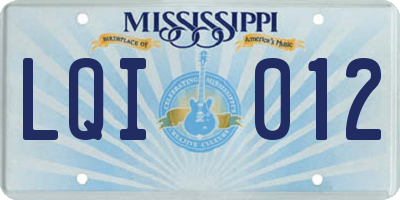 MS license plate LQI012