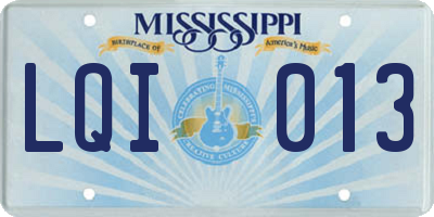MS license plate LQI013