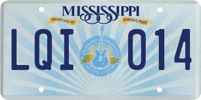 MS license plate LQI014