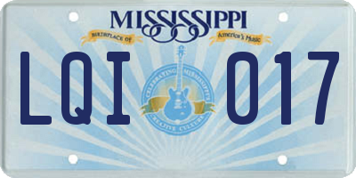 MS license plate LQI017
