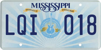 MS license plate LQI018