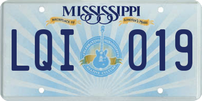 MS license plate LQI019
