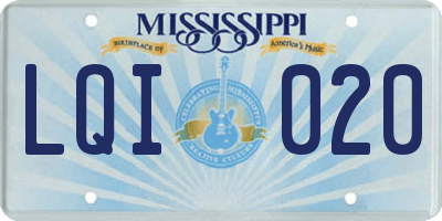 MS license plate LQI020