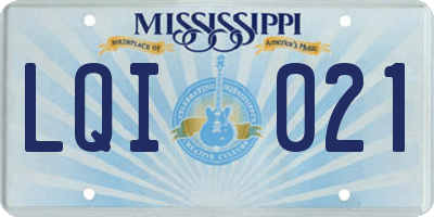 MS license plate LQI021