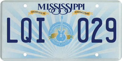 MS license plate LQI029