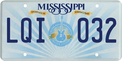 MS license plate LQI032