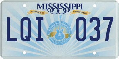 MS license plate LQI037