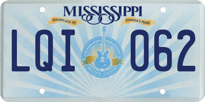 MS license plate LQI062