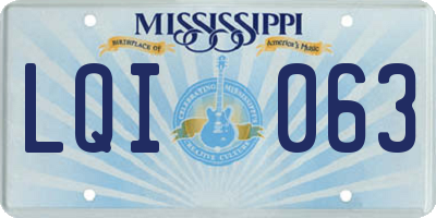 MS license plate LQI063