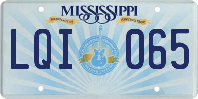 MS license plate LQI065