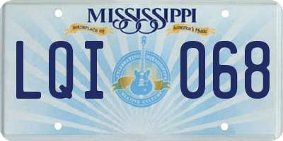 MS license plate LQI068