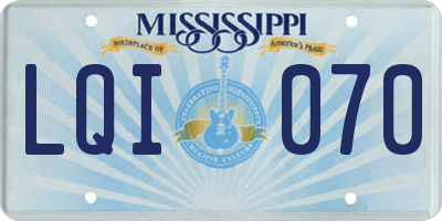 MS license plate LQI070