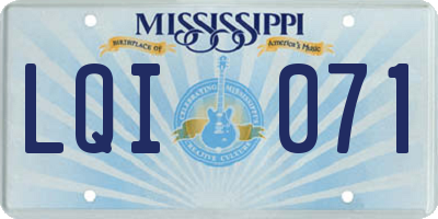 MS license plate LQI071
