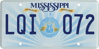 MS license plate LQI072