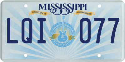 MS license plate LQI077