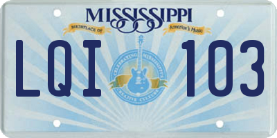 MS license plate LQI103