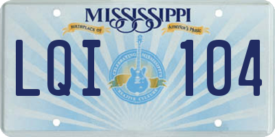 MS license plate LQI104