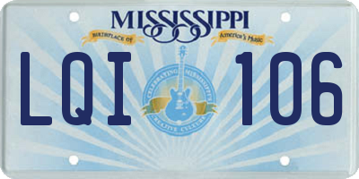 MS license plate LQI106