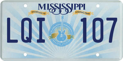 MS license plate LQI107