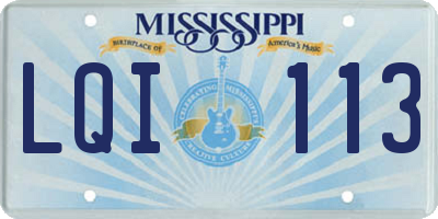 MS license plate LQI113