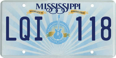 MS license plate LQI118
