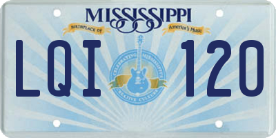 MS license plate LQI120