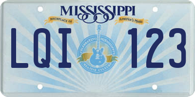 MS license plate LQI123