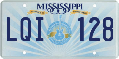 MS license plate LQI128