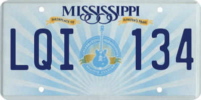 MS license plate LQI134