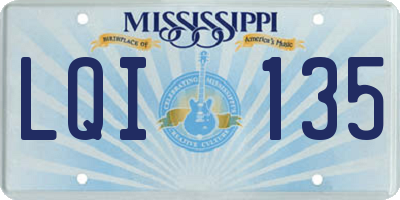 MS license plate LQI135