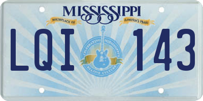 MS license plate LQI143