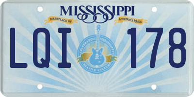 MS license plate LQI178