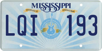 MS license plate LQI193