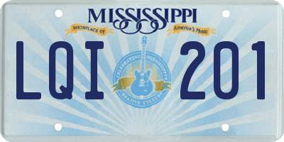 MS license plate LQI201
