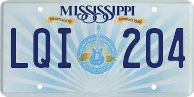 MS license plate LQI204