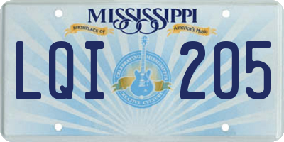MS license plate LQI205