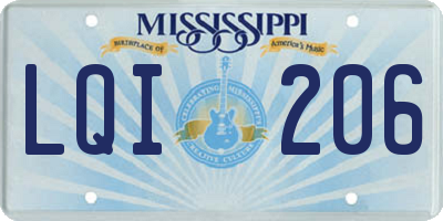 MS license plate LQI206