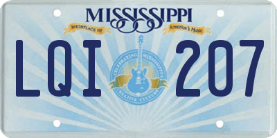 MS license plate LQI207